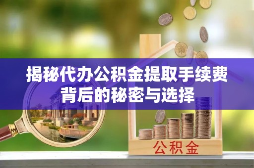 保康揭秘代办公积金提取手续费背后的秘密与选择